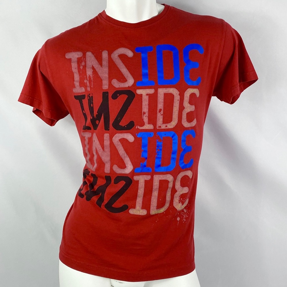 Inside | Mens M Graphic Tee Shirt Red/Blue